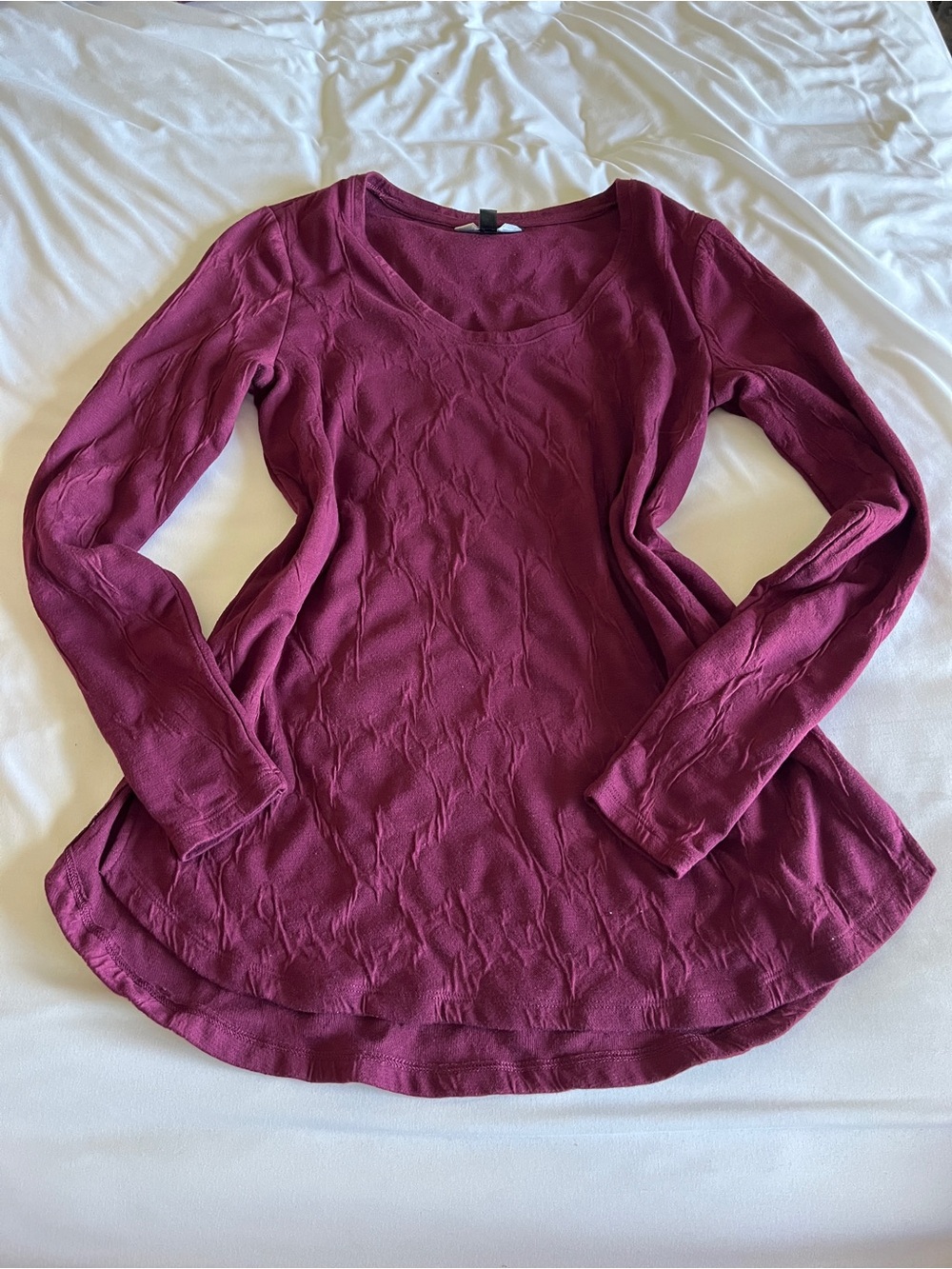Simply Vera Vera Wang Purple Long Sleeve Scoop Neck Top Size S